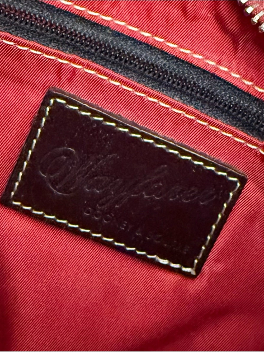 Dooney & Bourke Red Shoulder Bag with Brown Leather Accents - Picture 5 of 6